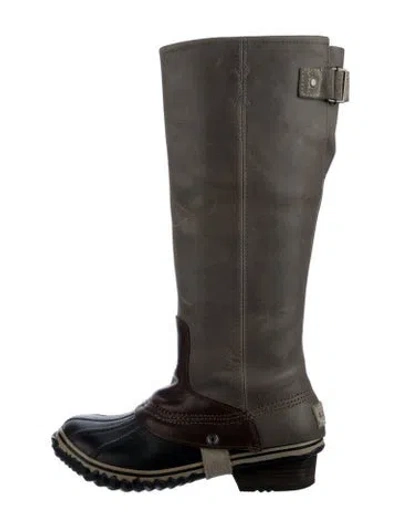 Pre-owned Sorel Leather Riding Boots In Gray