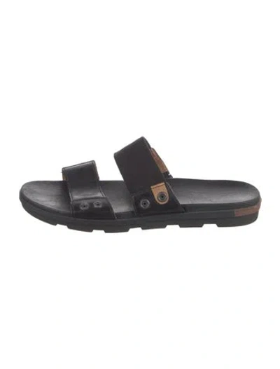 Pre-owned Sorel Leather Slides In Black
