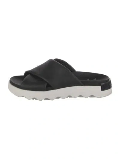 Pre-owned Sorel Leather Slides In Black