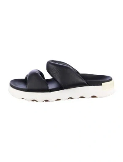 Pre-owned Sorel Leather Slides In Black