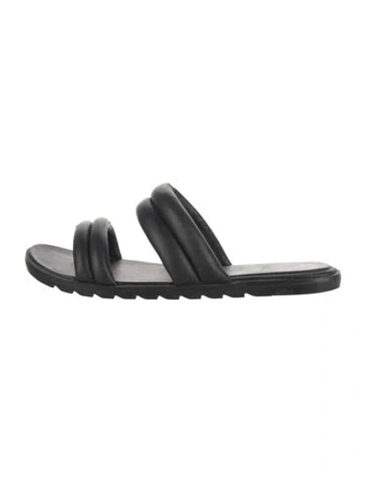 Pre-owned Sorel Leather Slides In Black