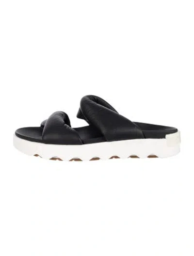 Pre-owned Sorel Leather Slides In Black