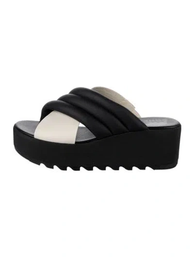 Pre-owned Sorel Leather Slides In Black