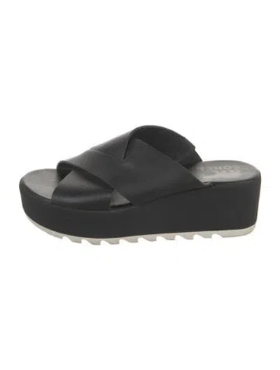 Pre-owned Sorel Leather Slides In Black