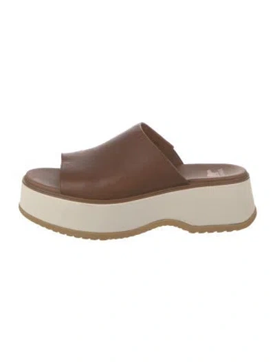 Pre-owned Sorel Leather Slides In Brown