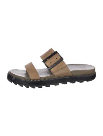 Pre-owned Sorel Leather Slides In Green