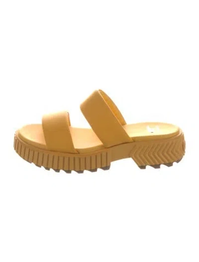 Pre-owned Sorel Leather Slides In Yellow