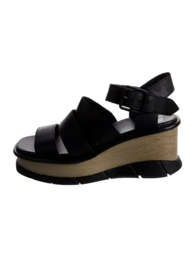 Pre-owned Sorel Leather Slingback Sandals In Black