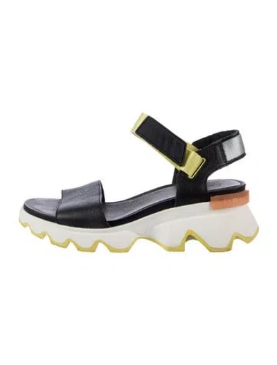 Pre-owned Sorel Leather Slingback Sandals In Black