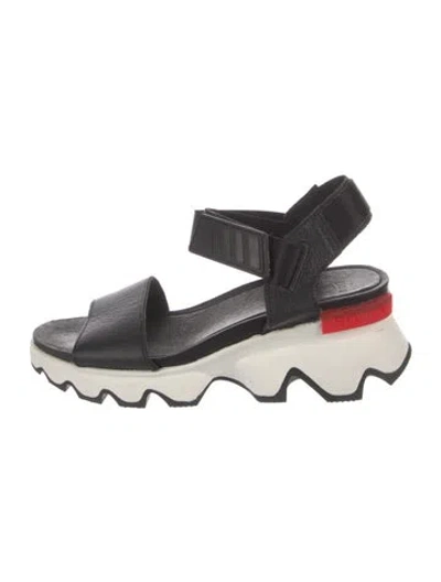 Pre-owned Sorel Leather Slingback Sandals In Black