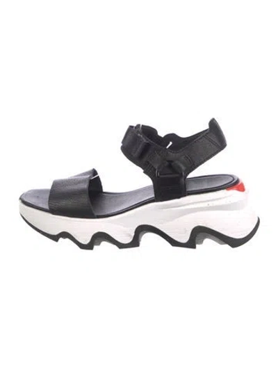 Pre-owned Sorel Leather Slingback Sandals In Black