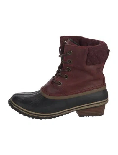 Pre-owned Sorel Leather Snow Boots In Burgundy
