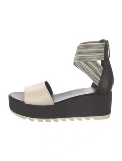 Pre-owned Sorel Leather Striped Sandals In Black