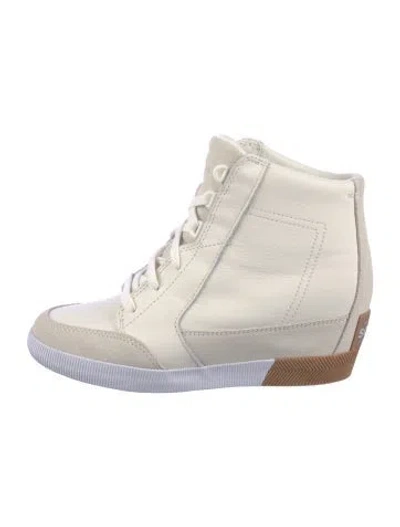 Pre-owned Sorel Leather Wedge Sneakers In White