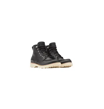 Sorel Men's Caribou Moc Waterproof Fashion Boots In Black, Oatmeal In Alpine