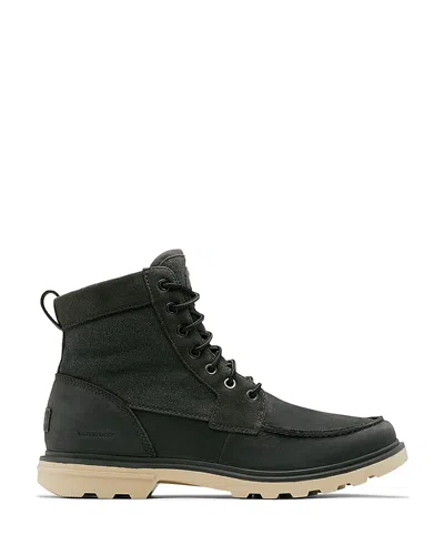Sorel Men's Carson Waterproof Moc Toe Boots In Coal/oatmeal