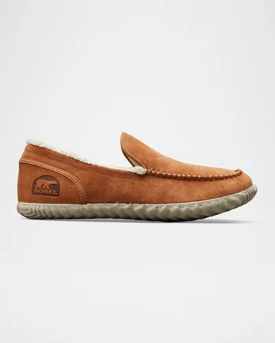 Sorel Men's Dude Moc Suede And Faux Fur Slippers In Elk