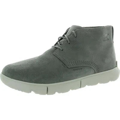 Sorel Mens Faux Fur Lined Leather Chukka Boots In Grey