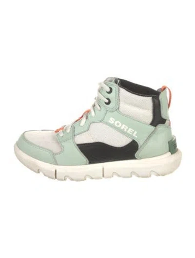 Pre-owned Sorel Mesh Colorblock Pattern Sneakers In Green