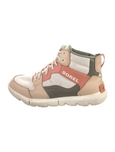 Pre-owned Sorel Mesh Graphic Print Sneakers In White
