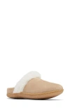 Sorel Nakiska Ii Faux Shearling Lined Slide Slipper In Dusty Tan/ Natural