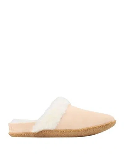 Sorel Nakiska Slide 2 Woman House Slipper Beige Size 7 Soft Leather, Textile Fibers In Sand