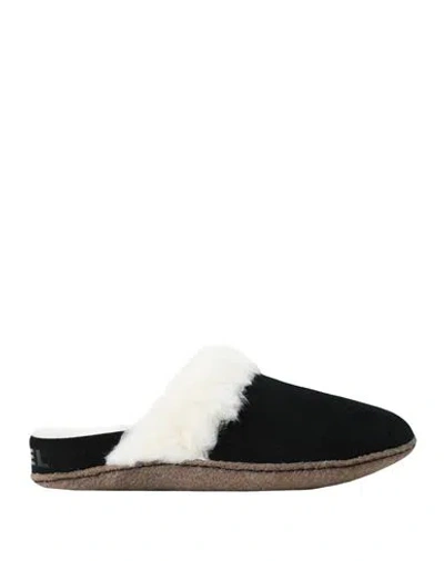 Sorel Nakiska Slide 2 Woman House Slipper Black Size 8 Soft Leather, Textile Fibers