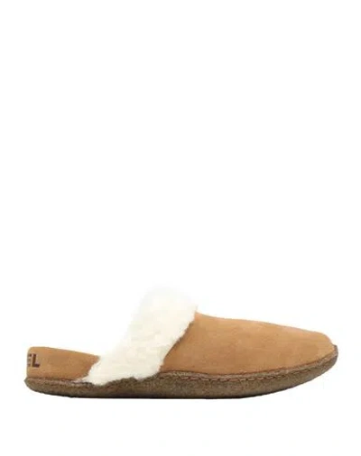 Sorel Nakiska Slide 2 Woman House Slipper Camel Size 8 Soft Leather, Textile Fibers In Sand
