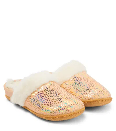 Sorel Kids' Nakiska Slide Ii Suede Slippers In Ceramic Gum 17