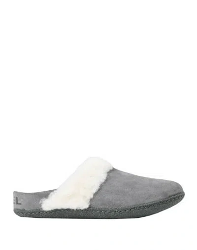 Sorel Nakiska Slide Ii Woman House Slipper Grey Size 8 Soft Leather, Textile Fibers In Gray