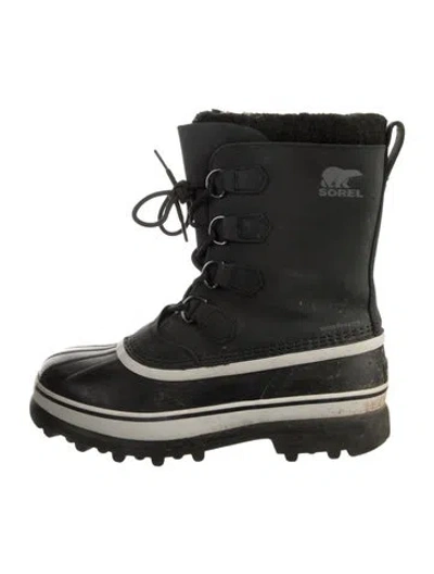 Pre-owned Sorel Nubuck Colorblock Pattern Lace-up Boots In Black