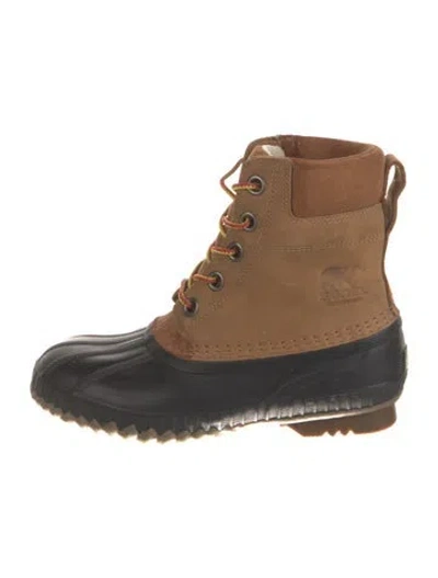 Pre-owned Sorel Nubuck Colorblock Pattern Lace-up Boots In Brown