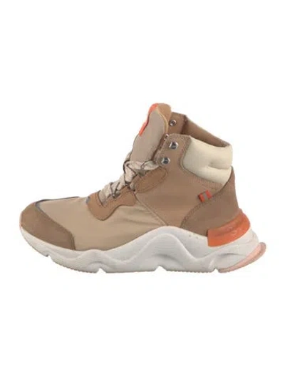 Pre-owned Sorel Nubuck Colorblock Pattern Sneakers In Neutral