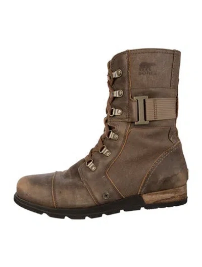 Pre-owned Sorel Nubuck Combat Boots In Brown