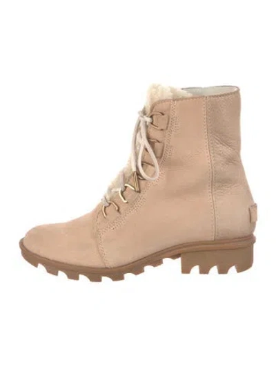 Pre-owned Sorel Nubuck Combat Boots In Pink