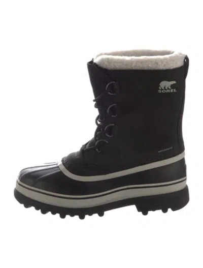 Pre-owned Sorel Nubuck Faux Fur Trim Snow Boots In Black