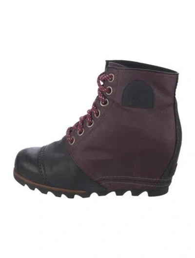 Pre-owned Sorel Nubuck Lace-up Boots In Purple
