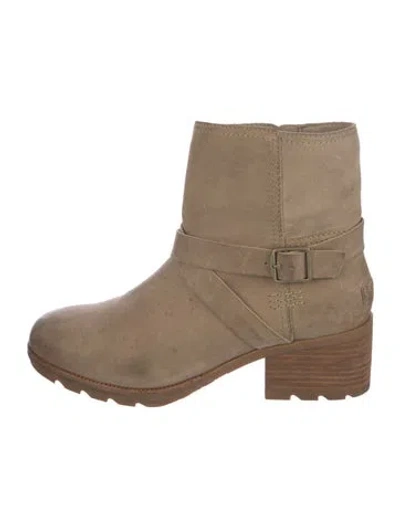 Pre-owned Sorel Nubuck Moto Boots In Neutral