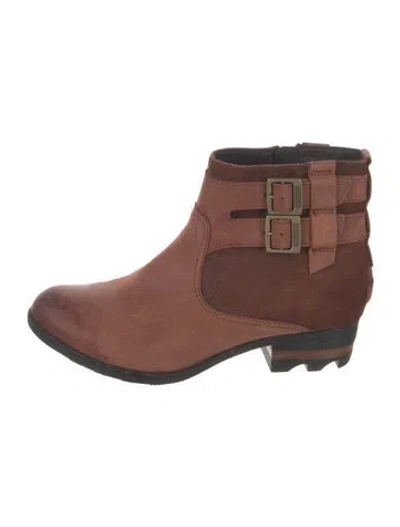 Pre-owned Sorel Nubuck Printed Boots In Brown