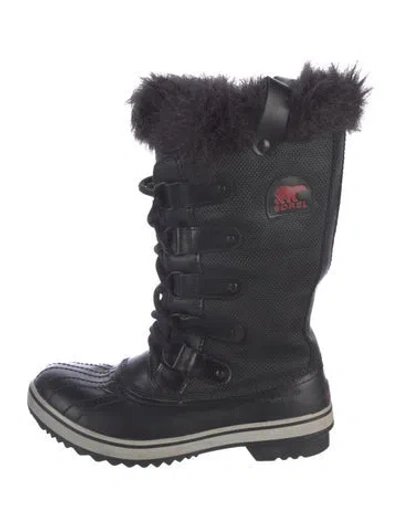 Pre-owned Sorel Nylon Faux Fur Trim Snow Boots In Blue