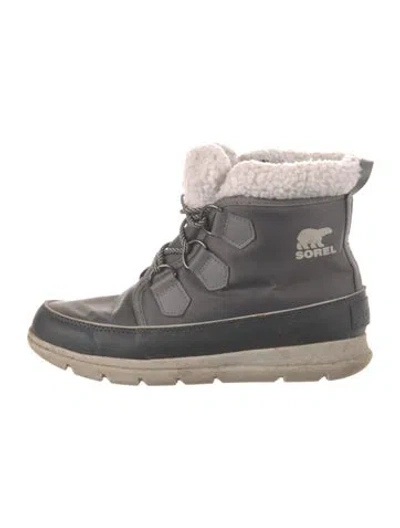 Pre-owned Sorel Nylon Graphic Print Lace-up Boots In Gray
