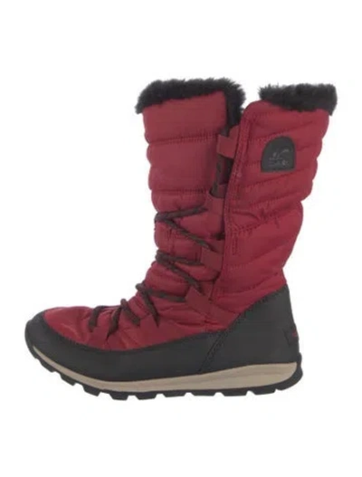 Pre-owned Sorel Nylon Printed Lace-up Boots In Red