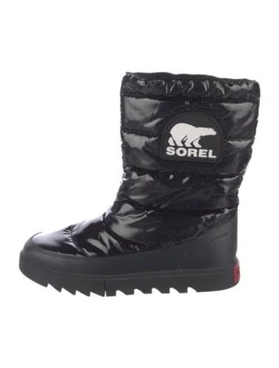 Pre-owned Sorel Nylon Printed Rain Boots In Black
