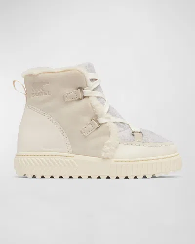 Sorel Ona Ave Alpine Suede Winter Booties In Chalk, Chalk