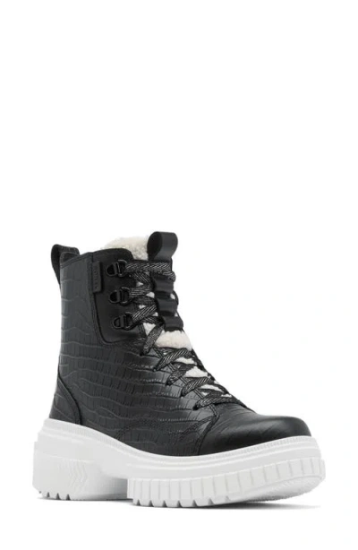 Sorel Ona Ave Lux Waterproof Boot In Black,chalk