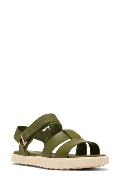 Sorel Ona Ave Ankle Strap Sandal In Utility Green/bleached
