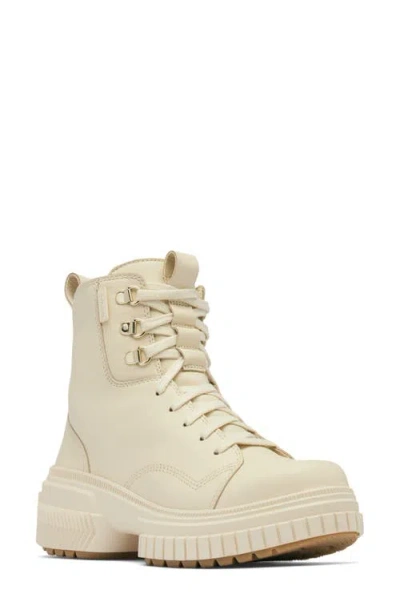 Sorel Ona Ave Waterproof Leather Lace-up Boots In Honey White,sea Salt
