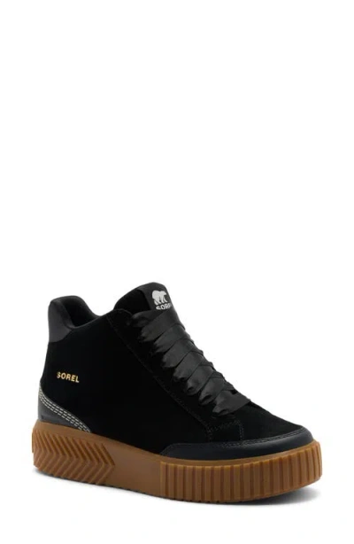 Sorel Ona Ave Waterproof Zip Mid Leather Sneaker In Black/gum 2