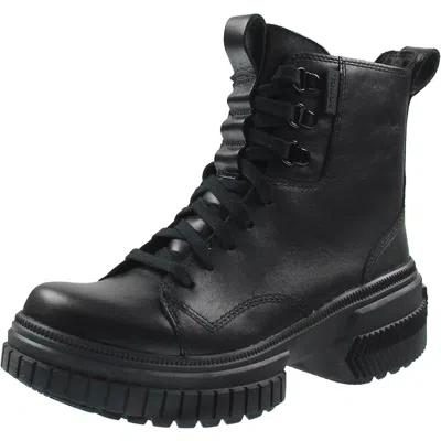 Sorel Ona Ave Womens Waterproof Leather Combat & Lace-up Boots In Black