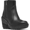 Sorel Ona Ave Zip Wedge Bootie In Black/black